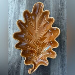 Pottery Barn Harvest Leaf Ceramic Bowl Serving Dish Large Microwave / Dishwasher